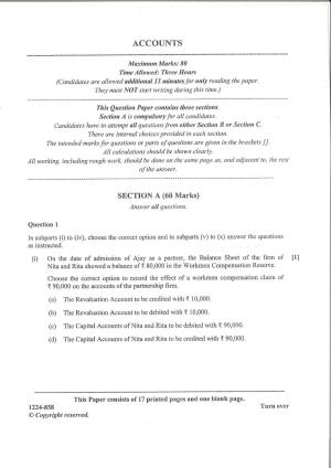 ISC Class 12 Accounts 2024 Question Paper