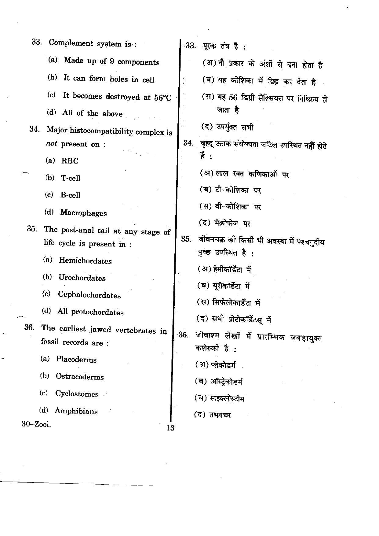 URATPG Zoology 2012 Question Paper - Page 13