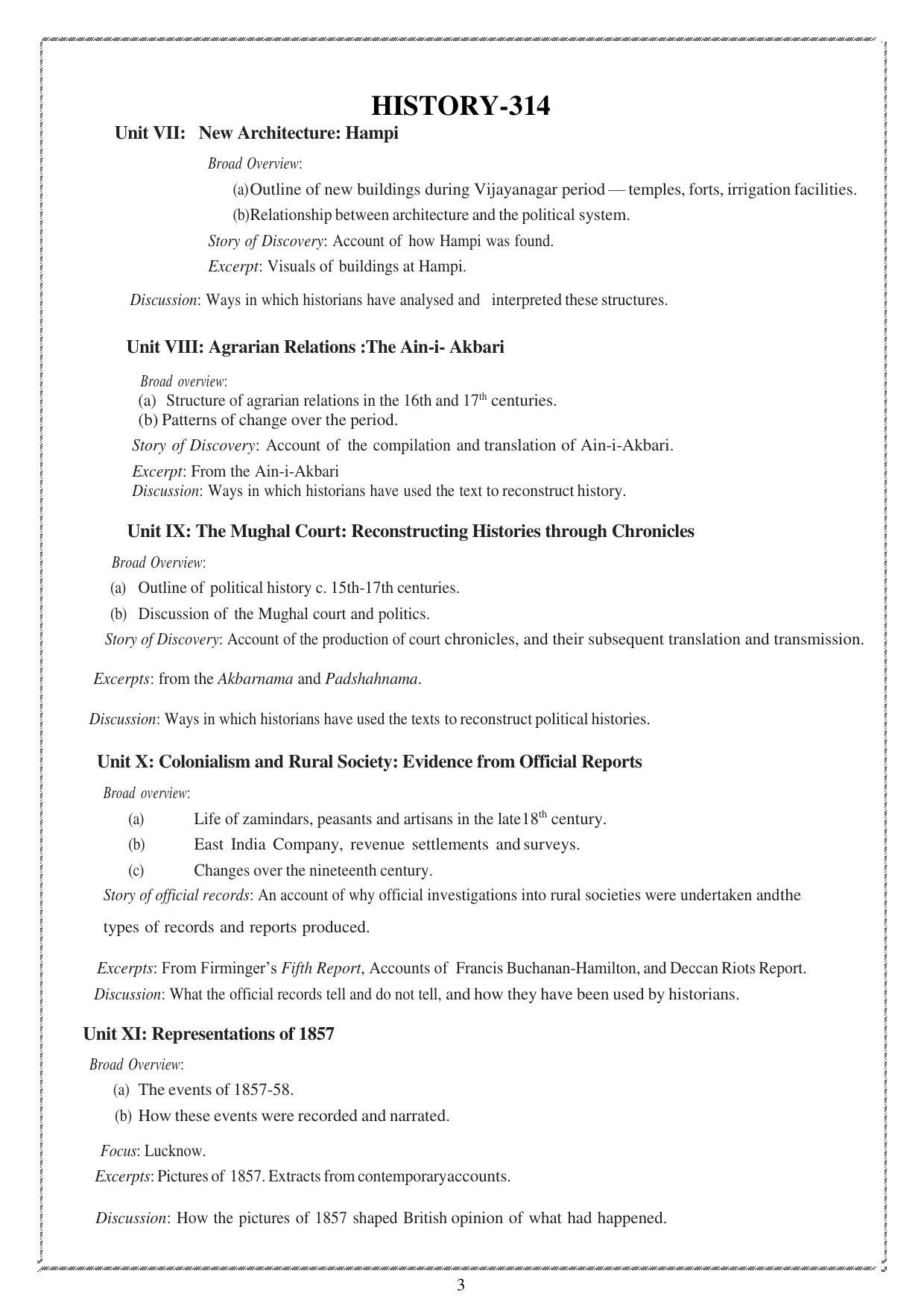 CUET Syllabus for History (English) - Page 3