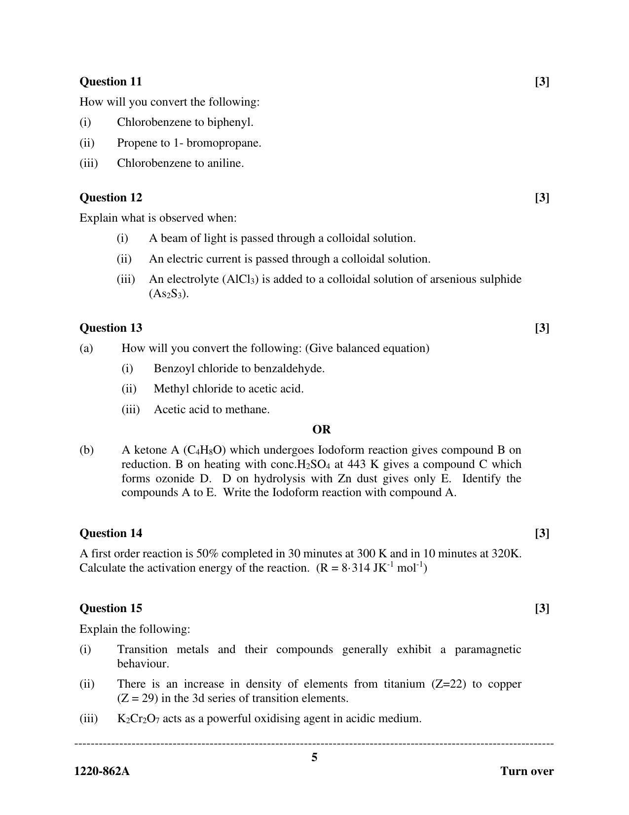 ISC Class 12 2020 Chemistry (Paper 1 - Theory) Question Paper - Page 5
