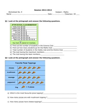 Worksheet for Class 3 Mathematics Assignment 9