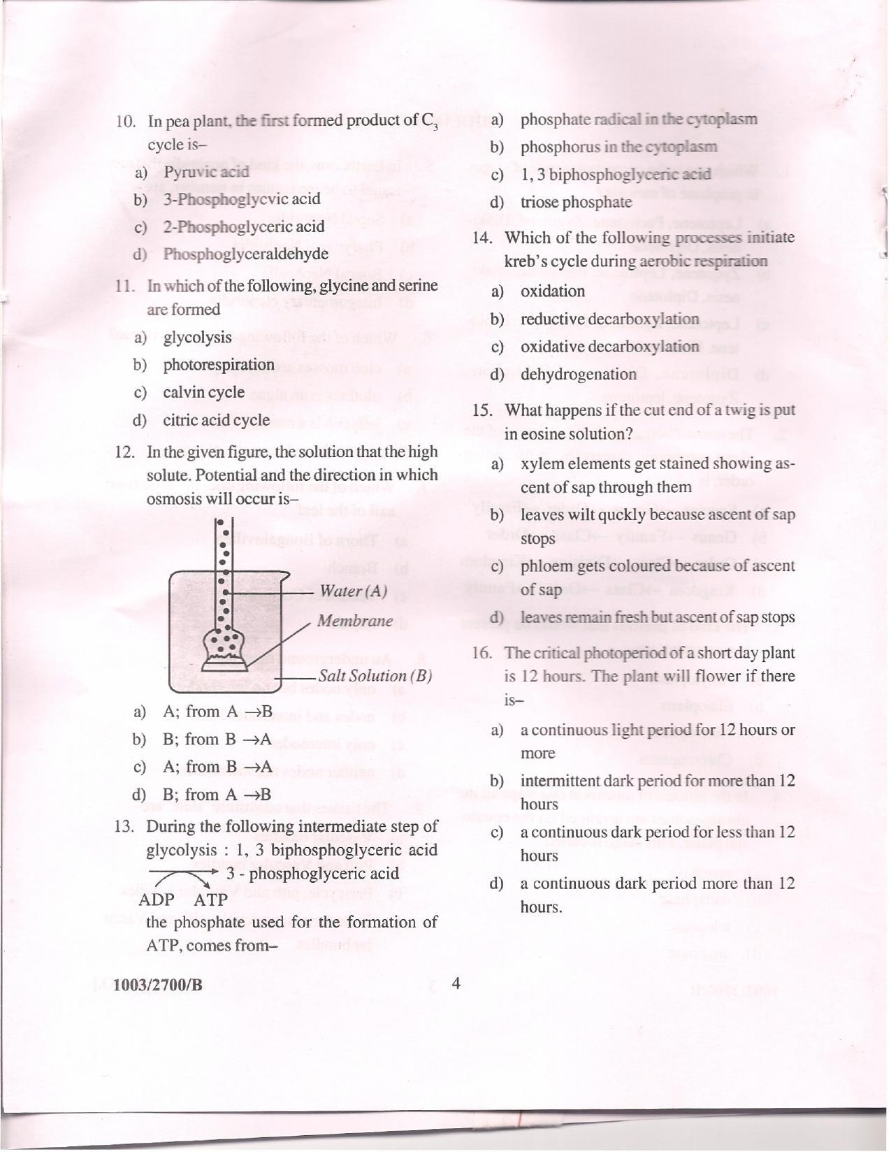 APJEE Biology 2010 Question Paper - Page 3