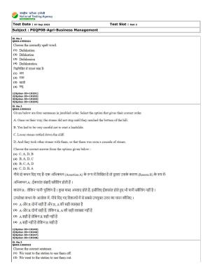 CUET (PG) 2022: PGQP-08 Agri-Business Management (07-09-2022) Question Paper