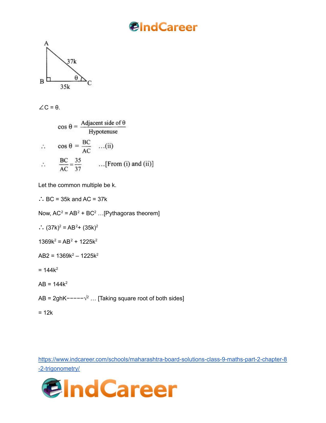 Maharashtra Board Solutions Class 9-Maths (Part 2): Chapter 8.2- Trigonometry - Page 3