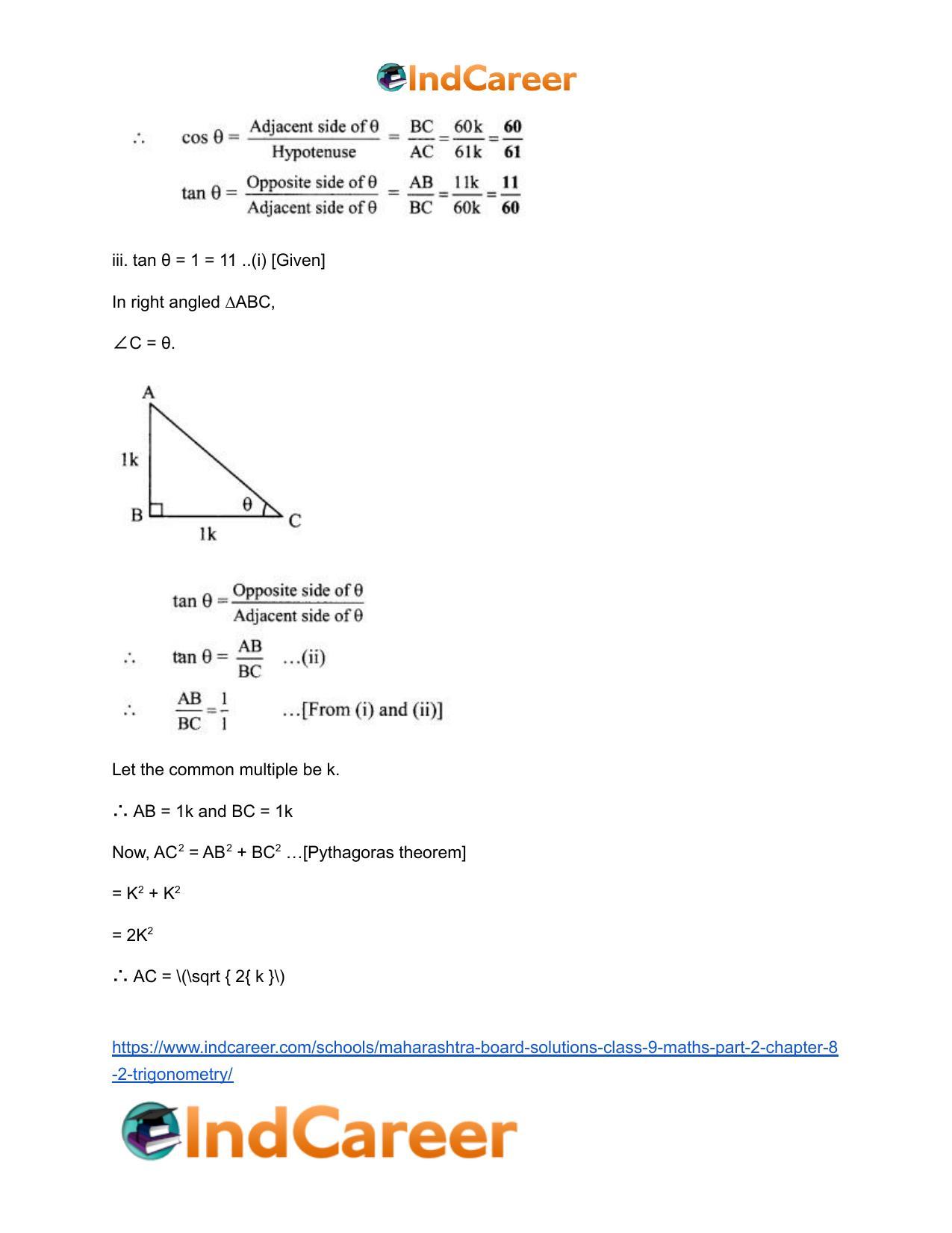 Maharashtra Board Solutions Class 9-Maths (Part 2): Chapter 8.2- Trigonometry - Page 5