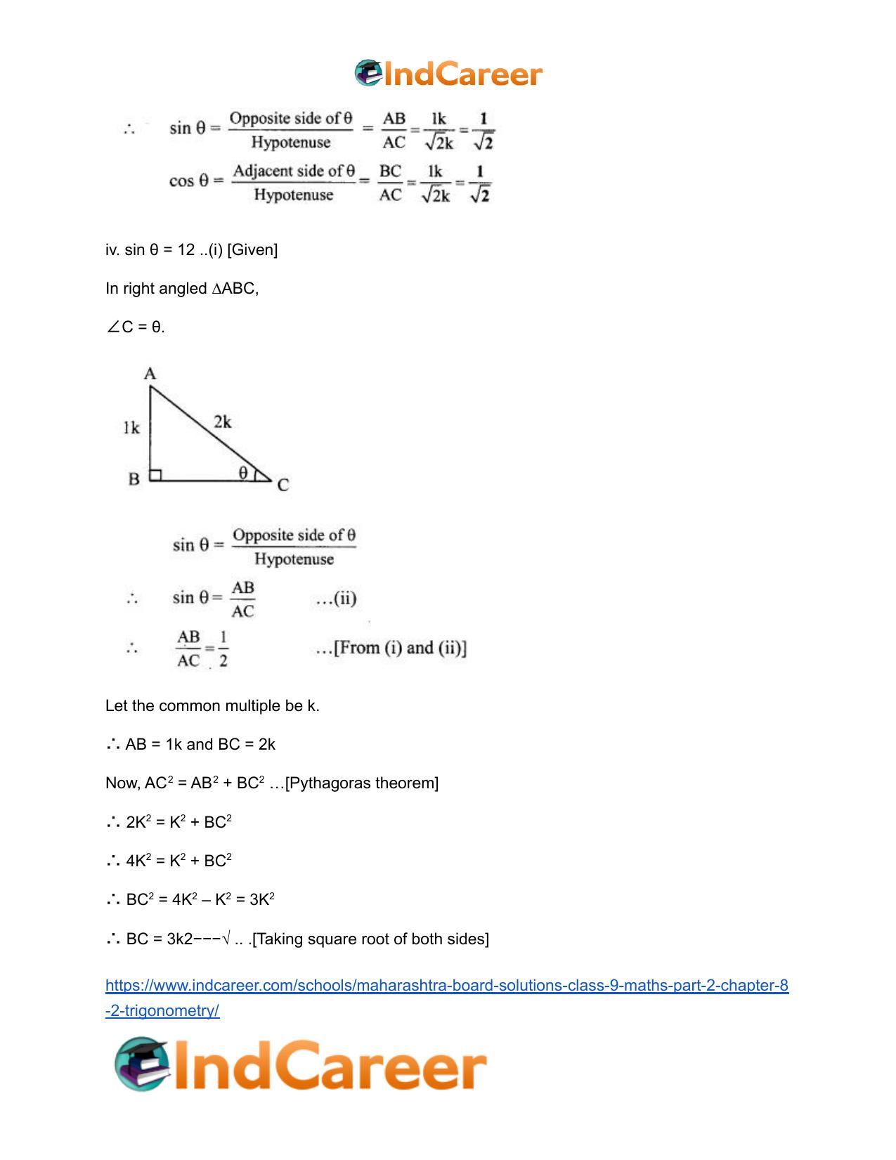 Maharashtra Board Solutions Class 9-Maths (Part 2): Chapter 8.2- Trigonometry - Page 6