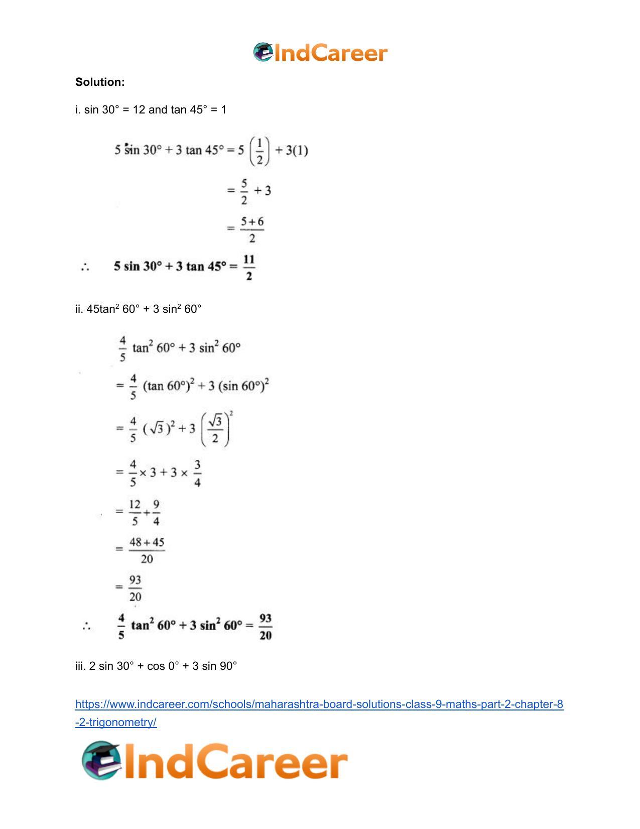 Maharashtra Board Solutions Class 9-Maths (Part 2): Chapter 8.2- Trigonometry - Page 13