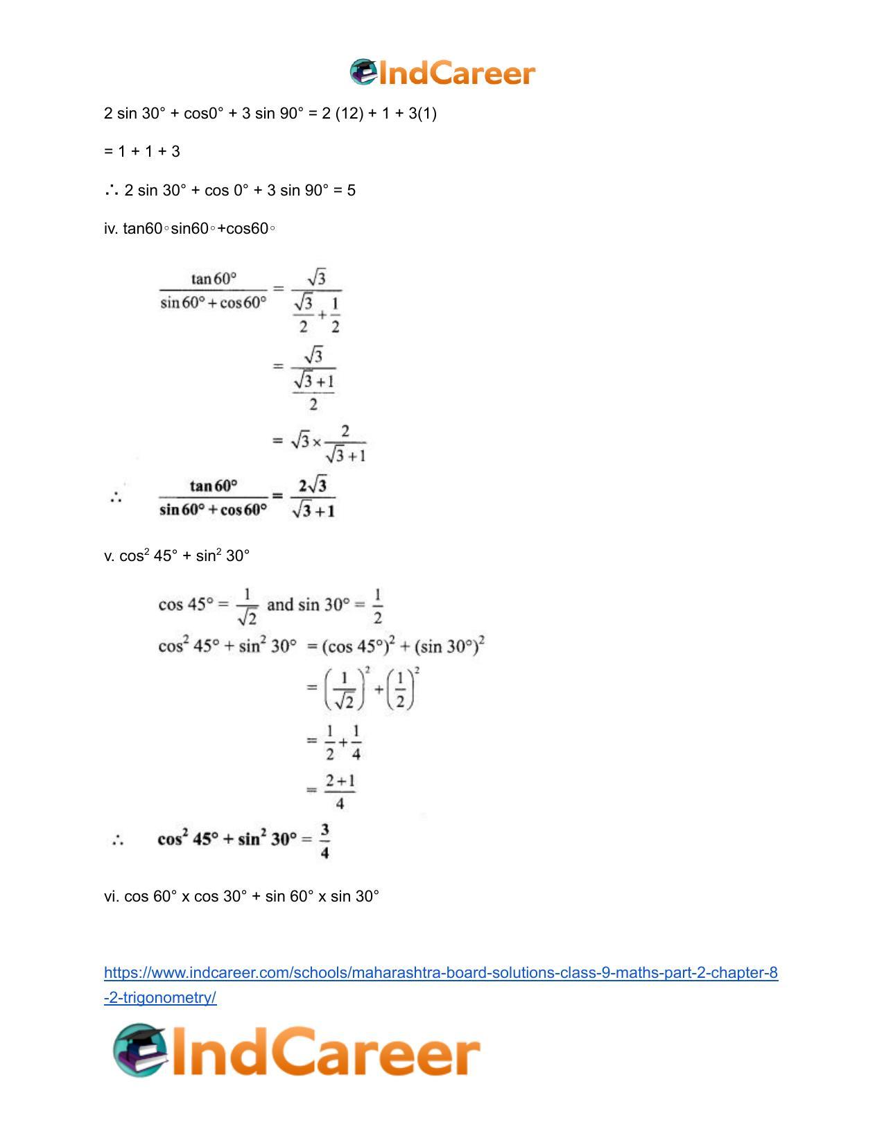 Maharashtra Board Solutions Class 9-Maths (Part 2): Chapter 8.2- Trigonometry - Page 14