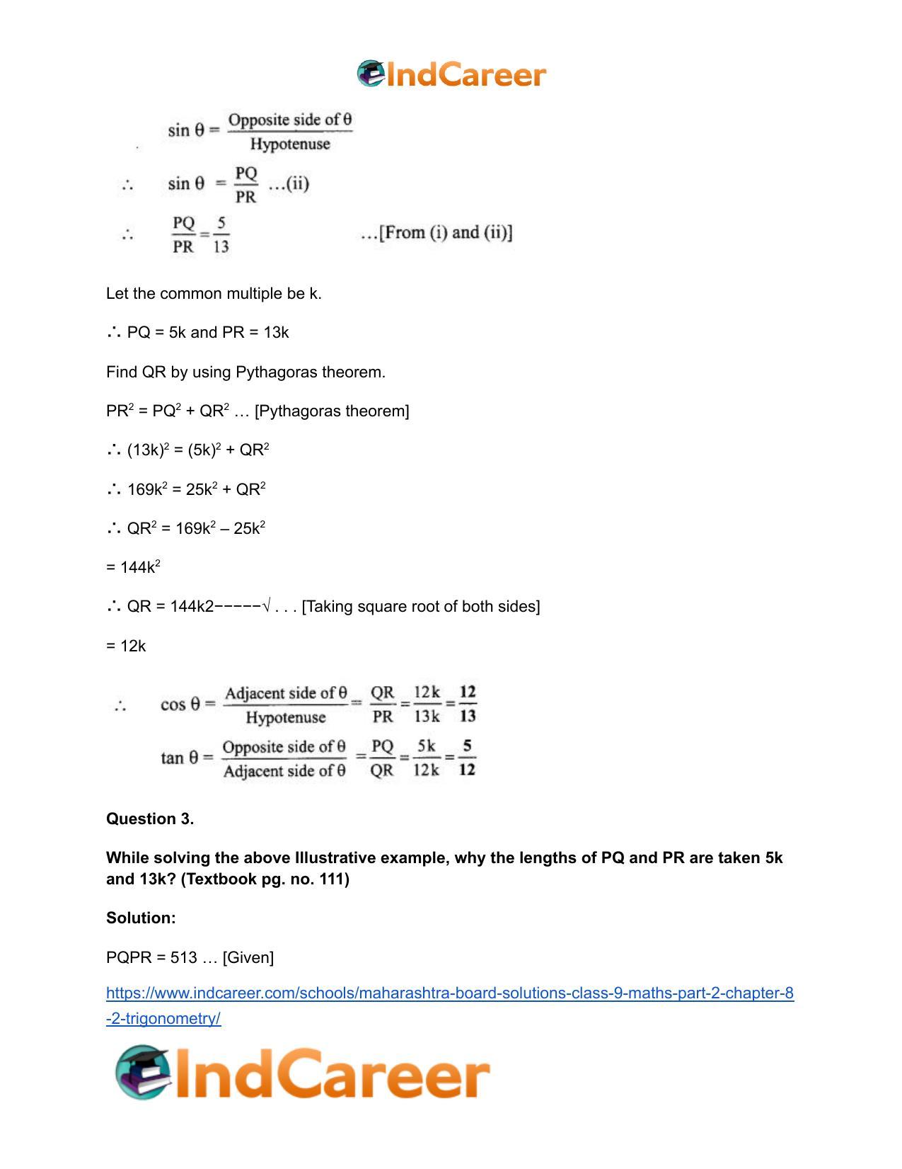 Maharashtra Board Solutions Class 9-Maths (Part 2): Chapter 8.2- Trigonometry - Page 21