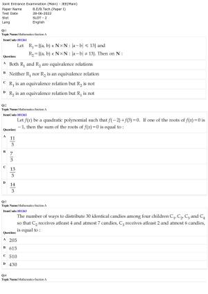 JEE Mains 2022: BTech English (Shift 2) 28-06-2022 Question Paper