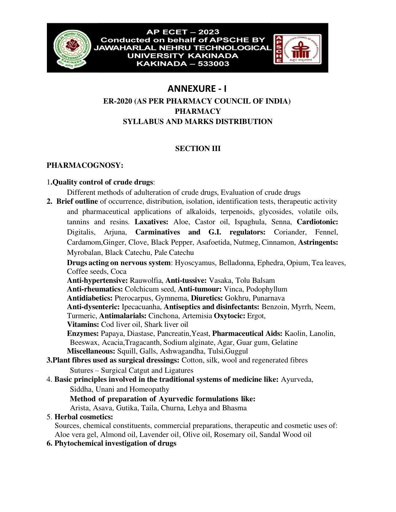 AP ECET SECTION III PHARMACOGNOSY Syllabus - Page 1