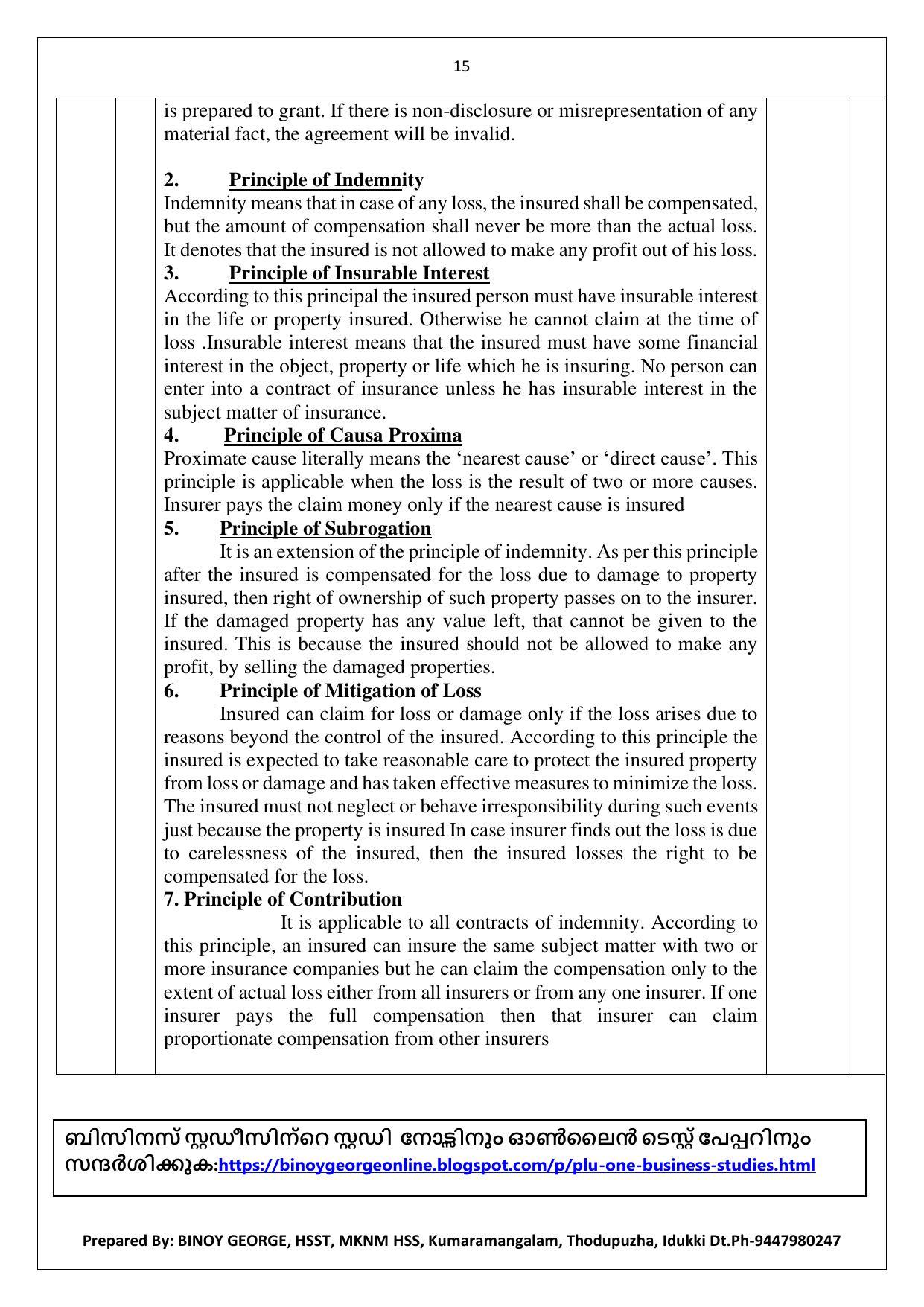 Kerala Plus One 2022 Business Studies Answer Key (Model) - Page 15
