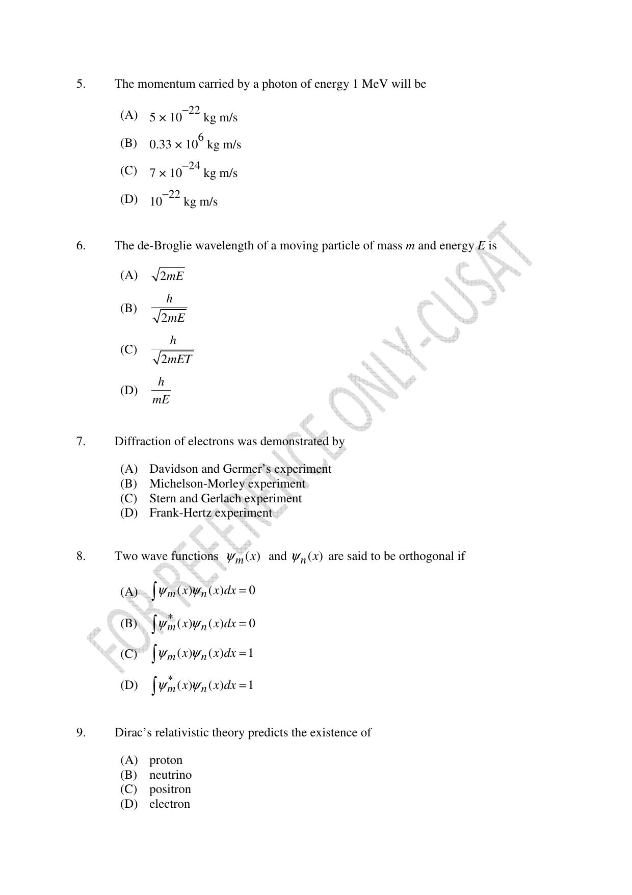 CUSAT CAT 2022 MSc Forensic Science Question Paper - Page 2