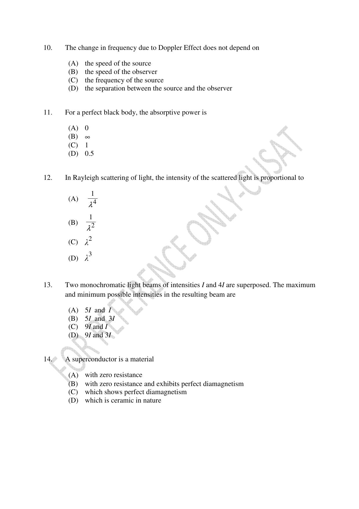 CUSAT CAT 2022 MSc Forensic Science Question Paper - Page 3