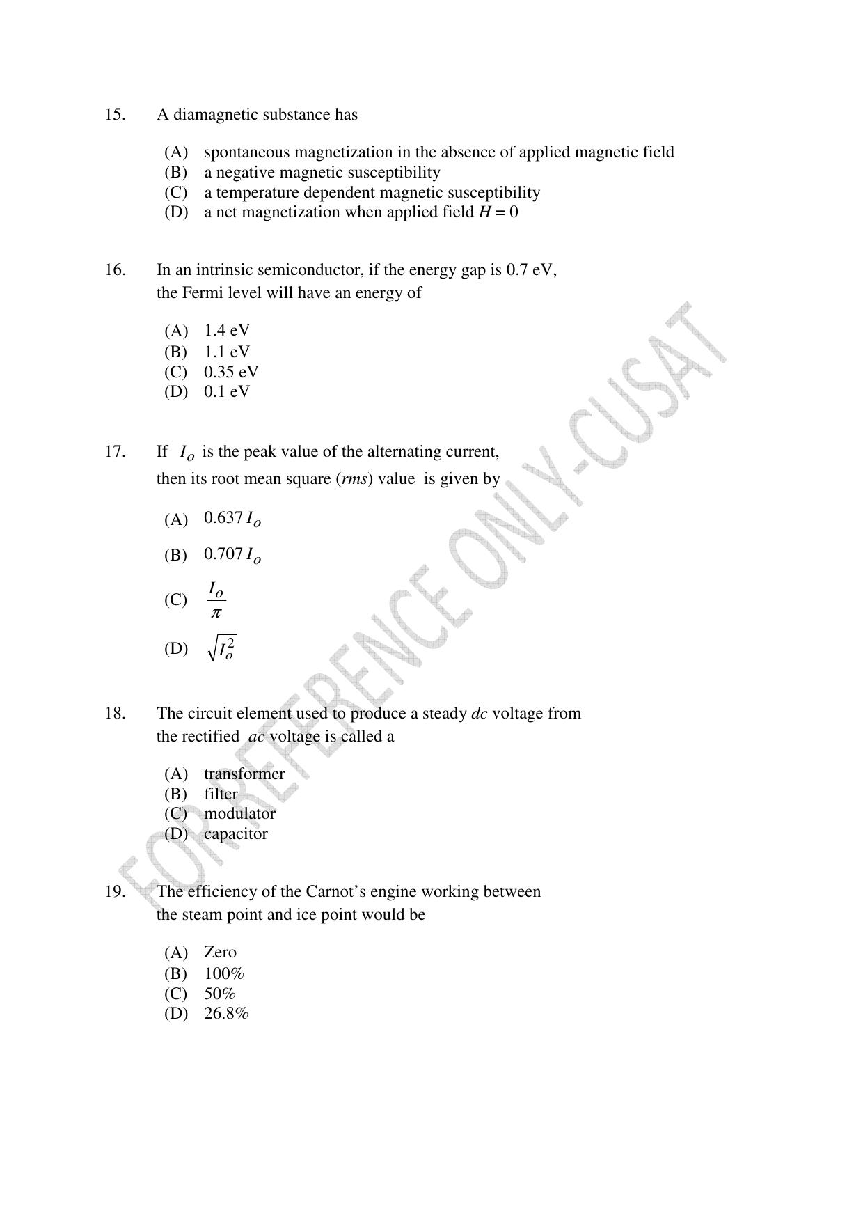 CUSAT CAT 2022 MSc Forensic Science Question Paper - Page 4