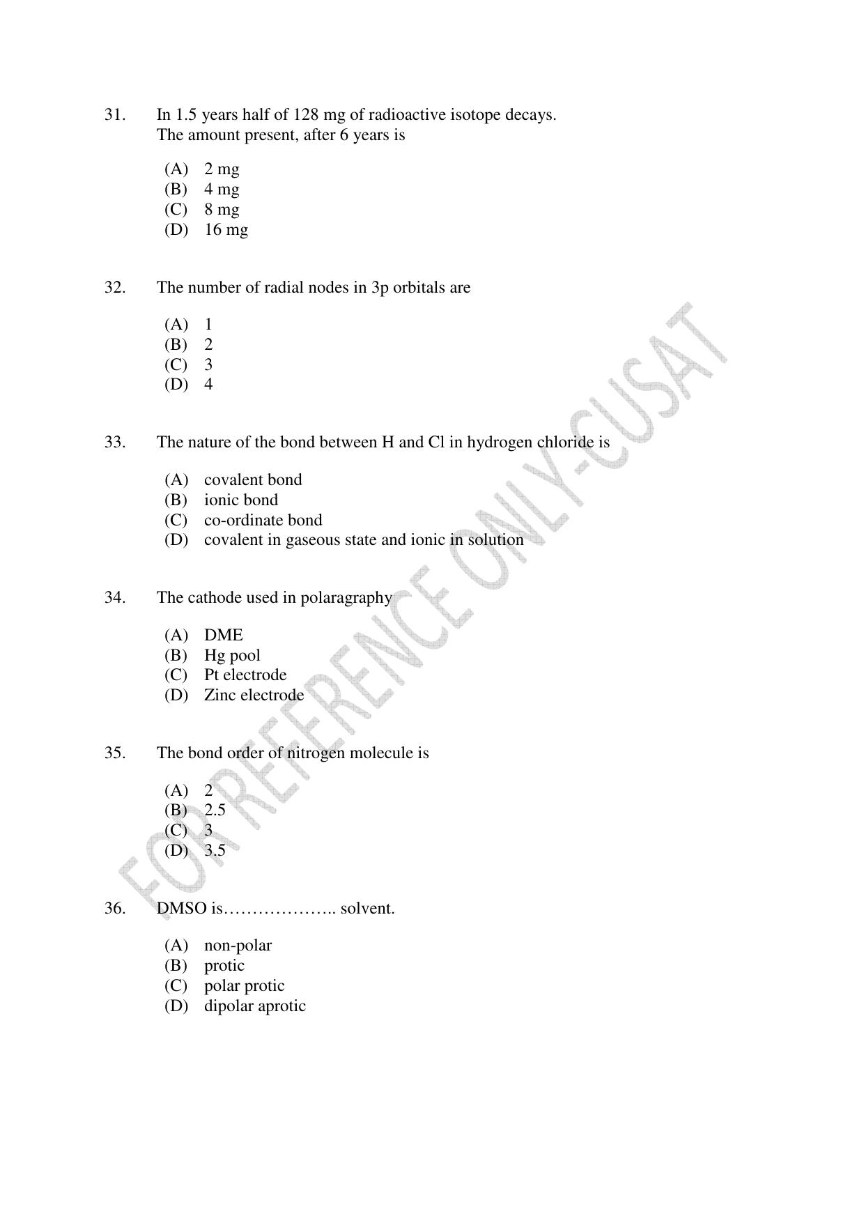 CUSAT CAT 2022 MSc Forensic Science Question Paper - Page 7