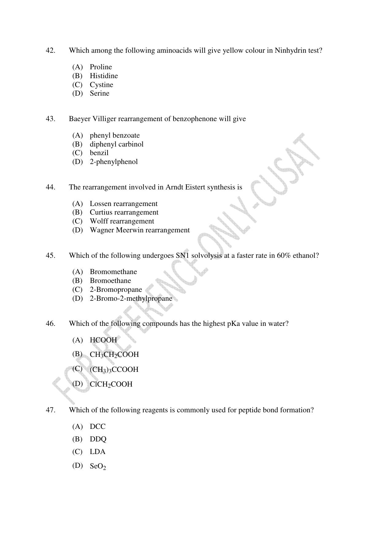 CUSAT CAT 2022 MSc Forensic Science Question Paper - Page 9