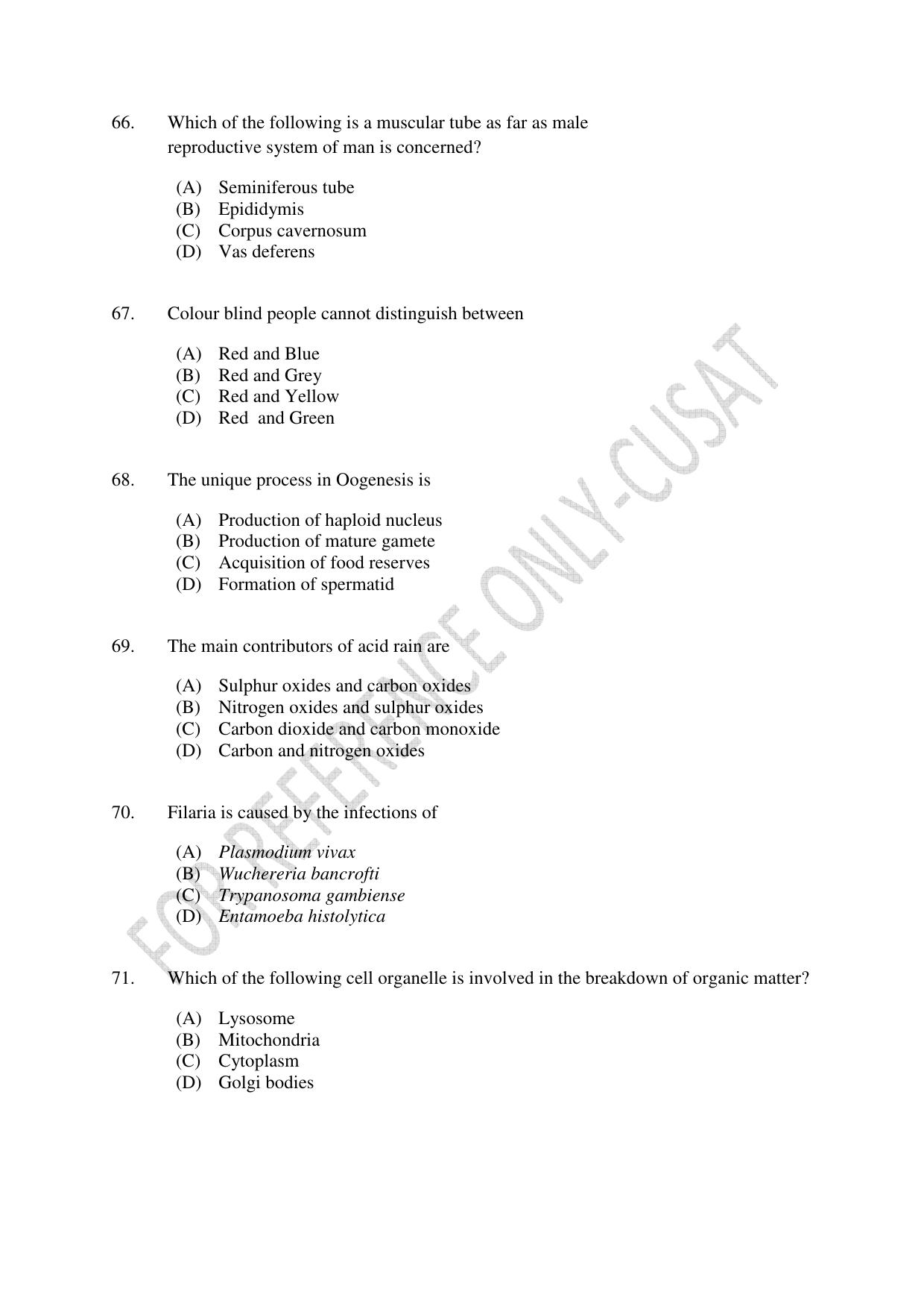 CUSAT CAT 2022 MSc Forensic Science Question Paper - Page 13