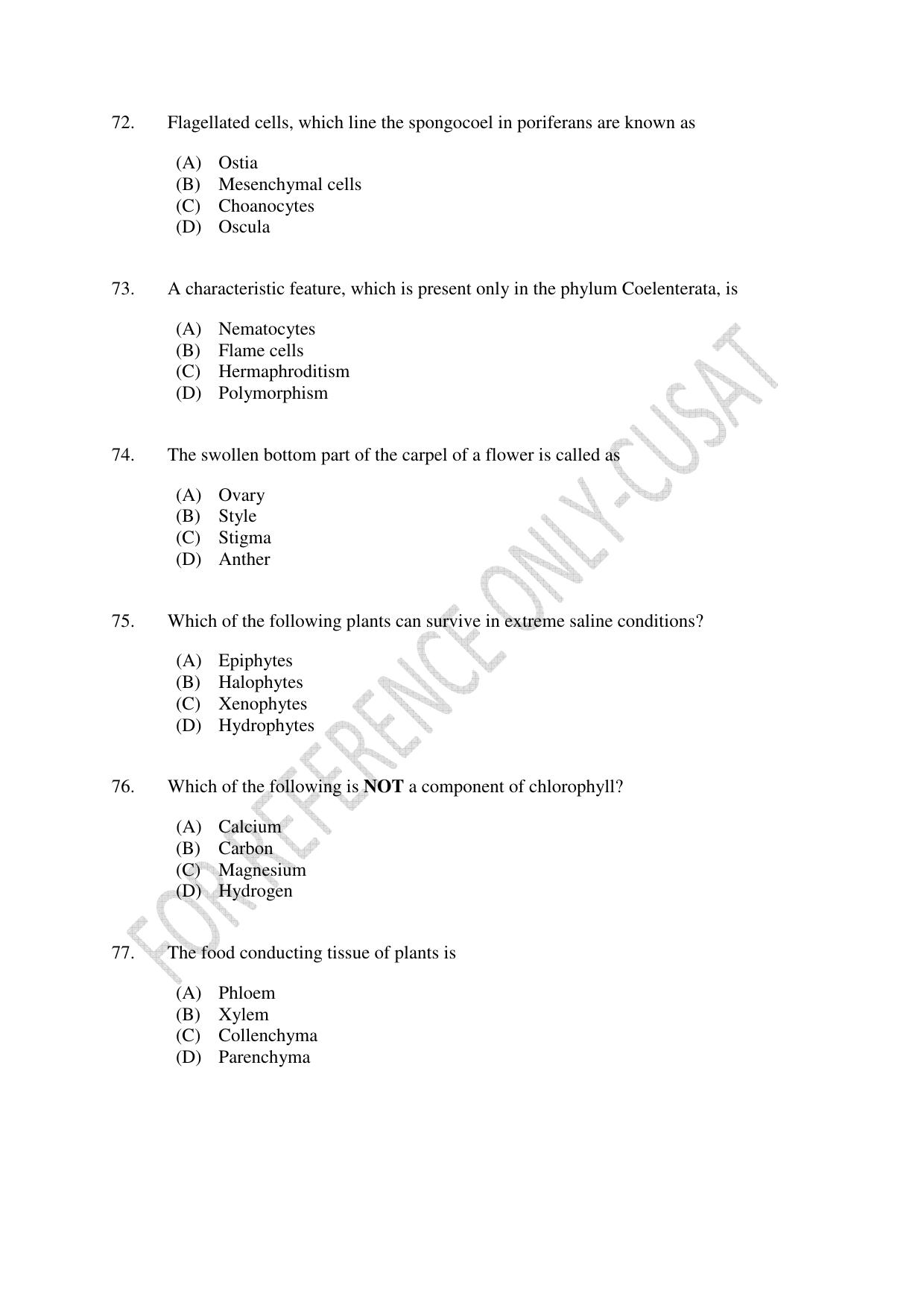 CUSAT CAT 2022 MSc Forensic Science Question Paper - Page 14