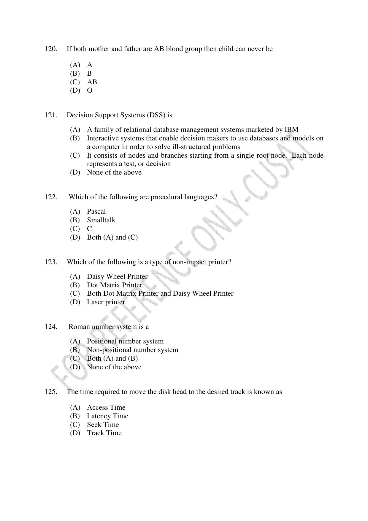 CUSAT CAT 2022 MSc Forensic Science Question Paper - Page 22