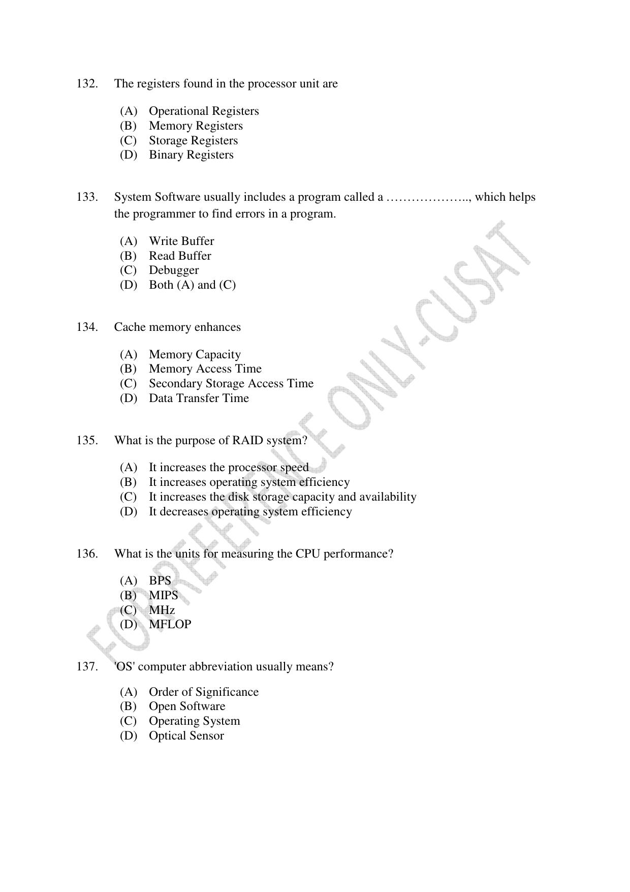 CUSAT CAT 2022 MSc Forensic Science Question Paper - Page 24