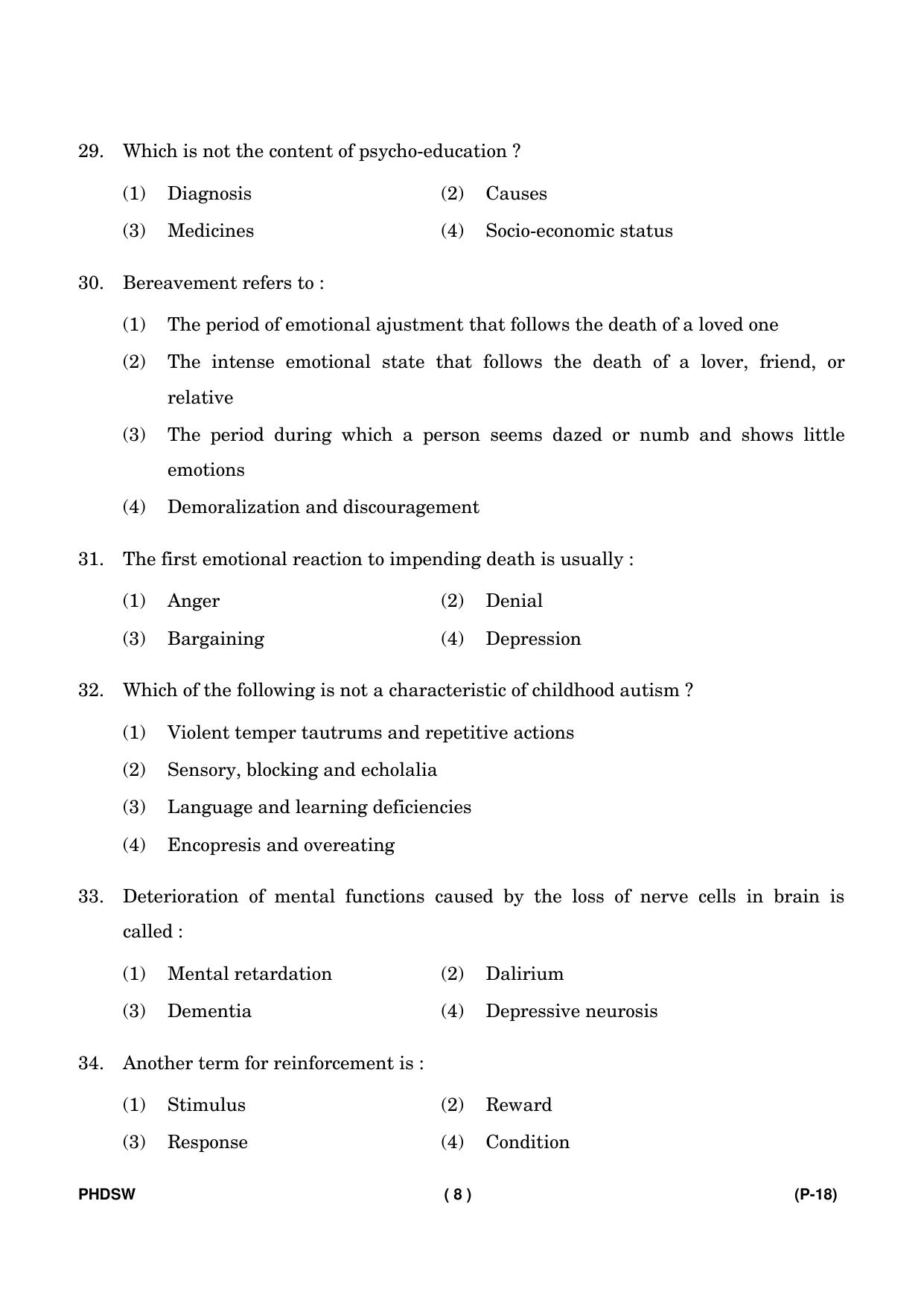 IGNOU PhD Entrance Test Ph. D. (Social Work) Entrance Test, July, 2023 Question Paper - Page 9