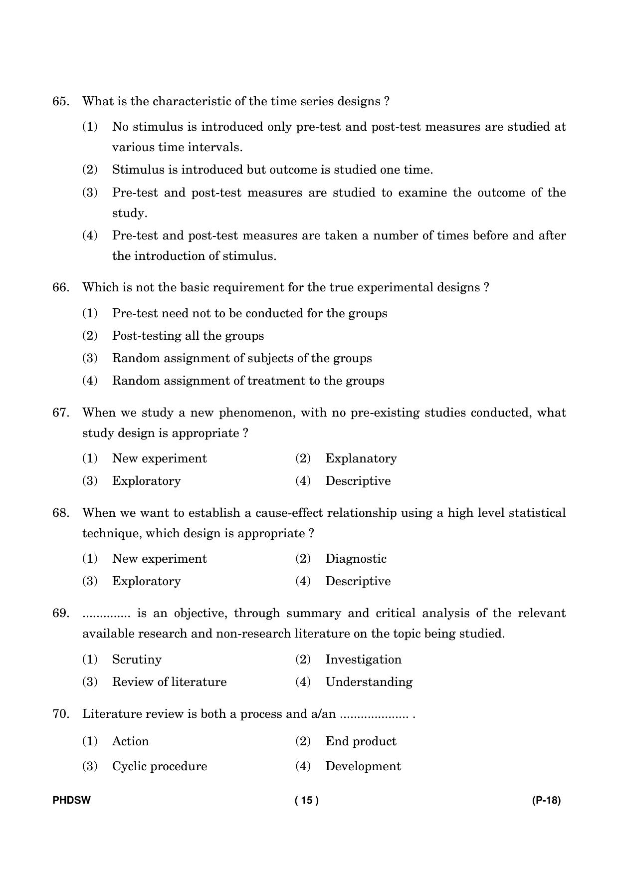 IGNOU PhD Entrance Test Ph. D. (Social Work) Entrance Test, July, 2023 Question Paper - Page 16