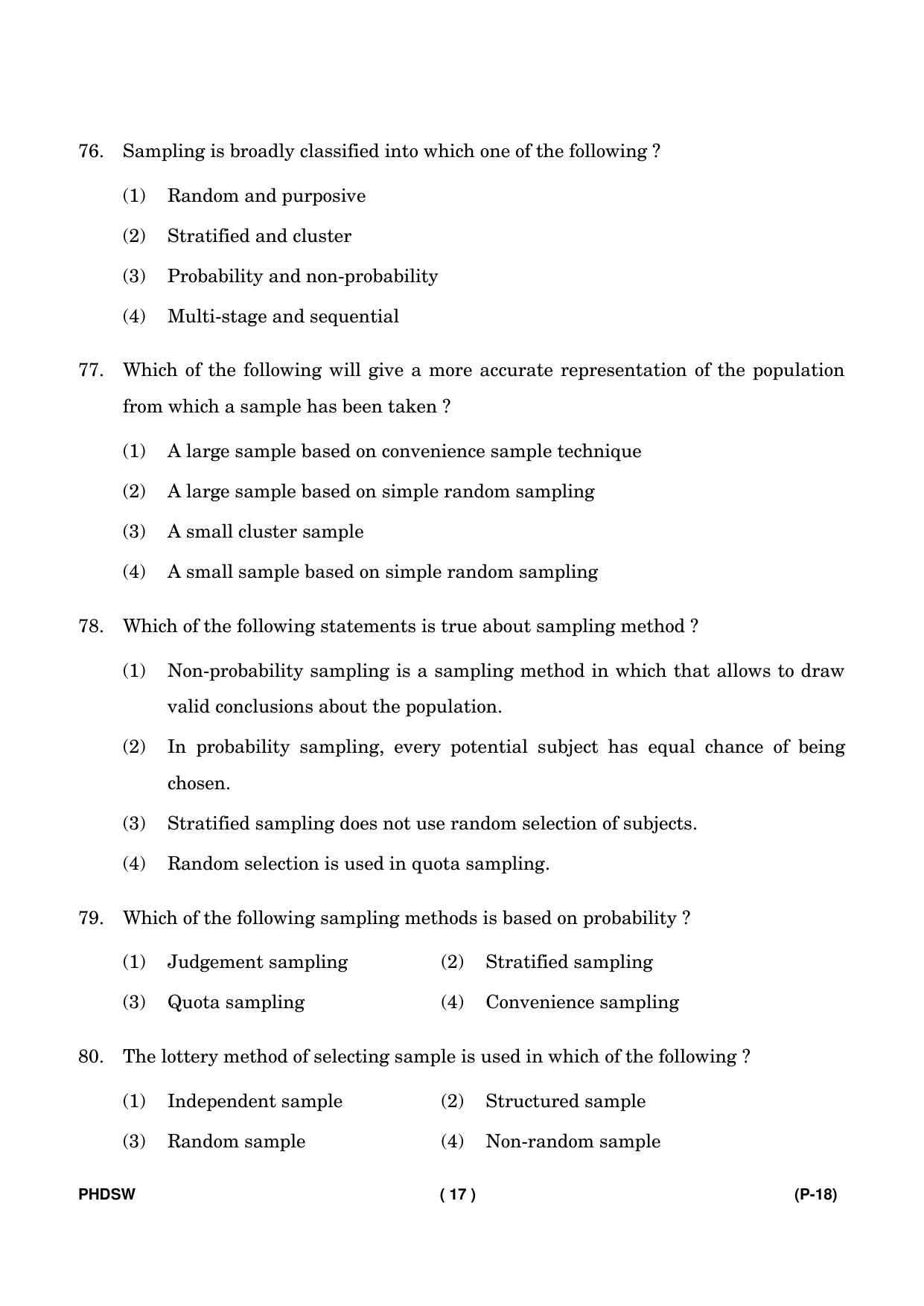 IGNOU PhD Entrance Test Ph. D. (Social Work) Entrance Test, July, 2023 Question Paper - Page 18