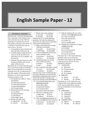 CUET English Sample Paper 12