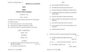 Meghalaya Board (MBOSE) Class 11 Hindi MIL (theory) 2022 Question Paper