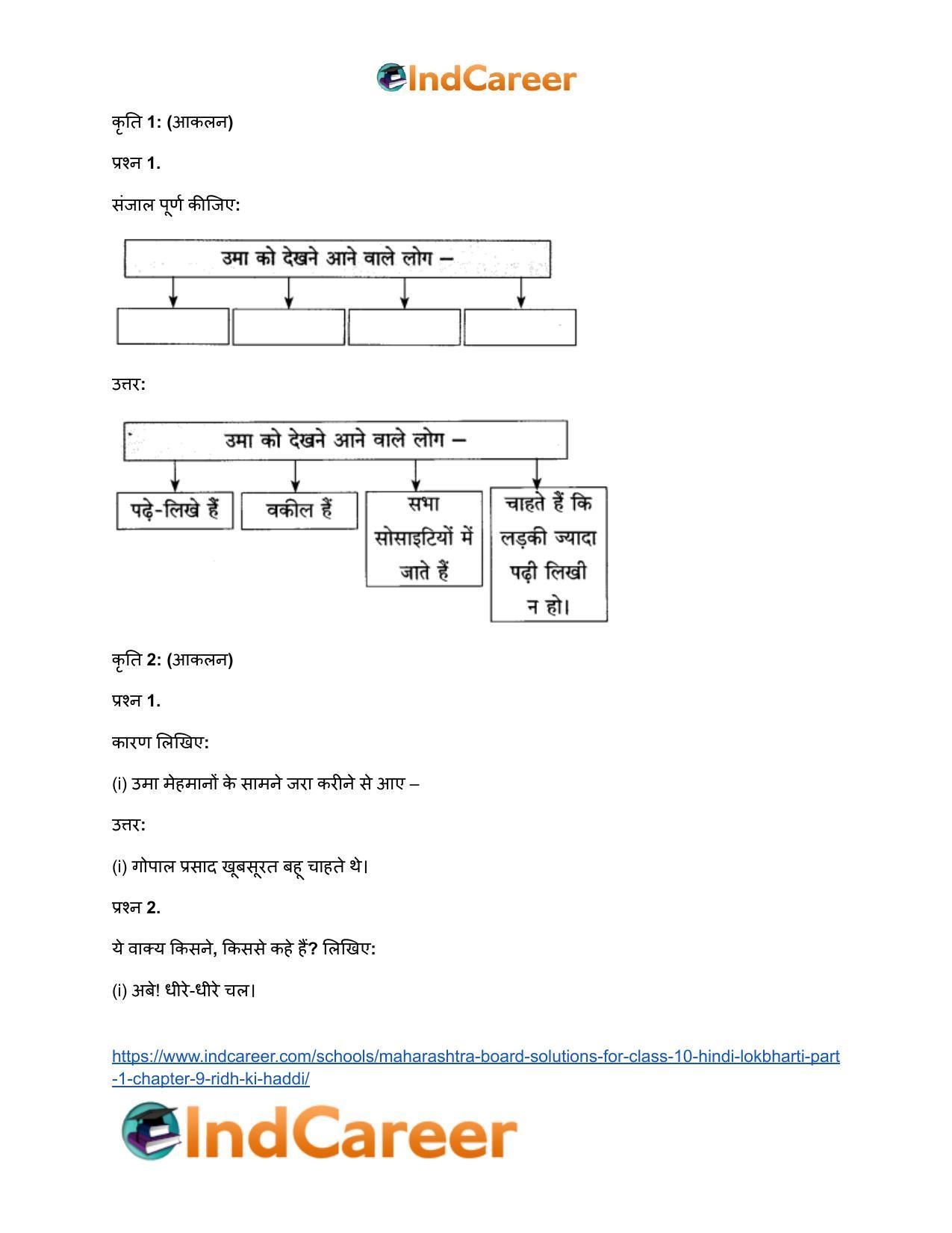 Maharashtra Board Solutions for Class 10- Hindi Lokbharti (Part 1): Chapter 9- रीढ़ की हड्डी - Page 12