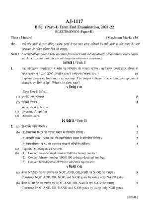 Bilaspur University Question Paper 2021-2022: B. SC. Part -I (Maths- Group) Electronics Paper 2