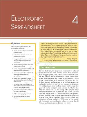 NCERT Book for Class 11 Computers Chapter 4 Electronic Spreadsheet