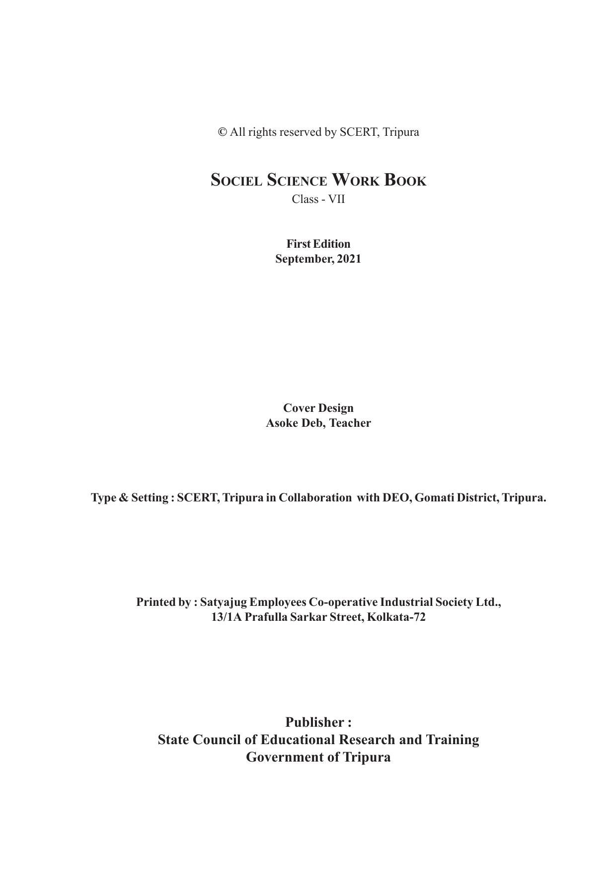 Tripura Board Class 7 Social Science English Version Workbooks - Page 2