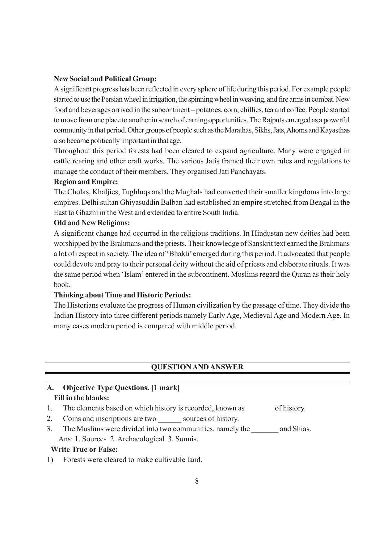Tripura Board Class 7 Social Science English Version Workbooks - Page 8