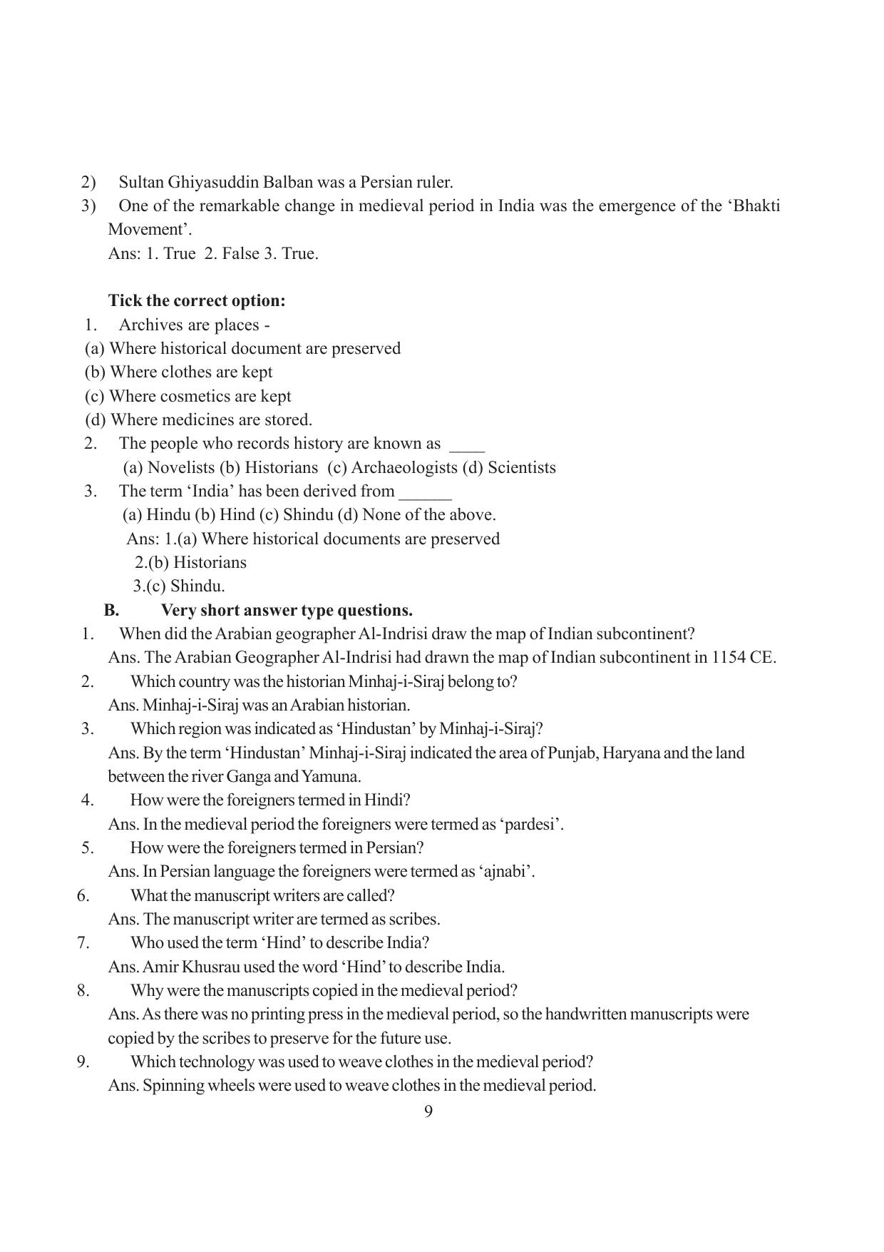 Tripura Board Class 7 Social Science English Version Workbooks - Page 9