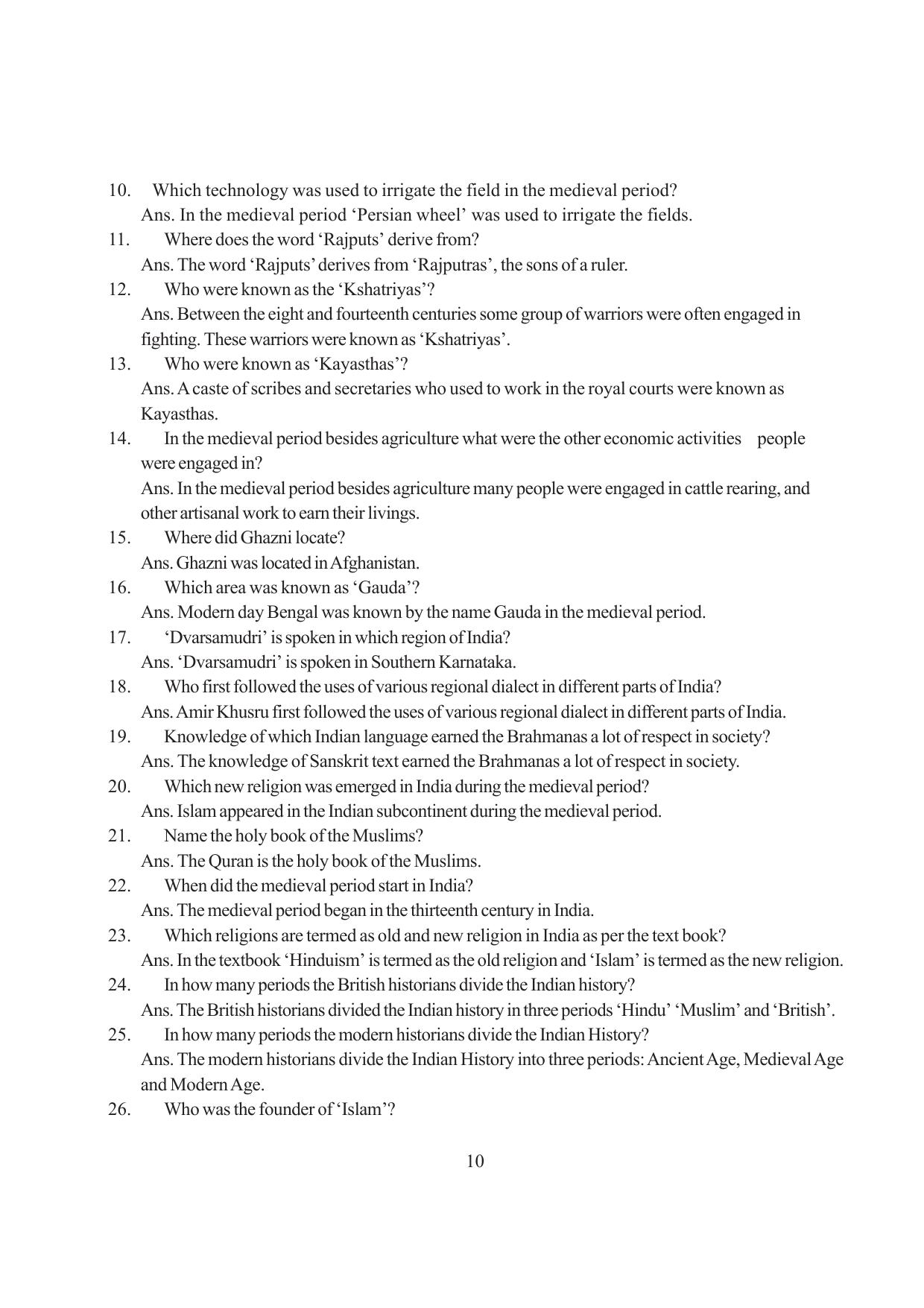 Tripura Board Class 7 Social Science English Version Workbooks - Page 10