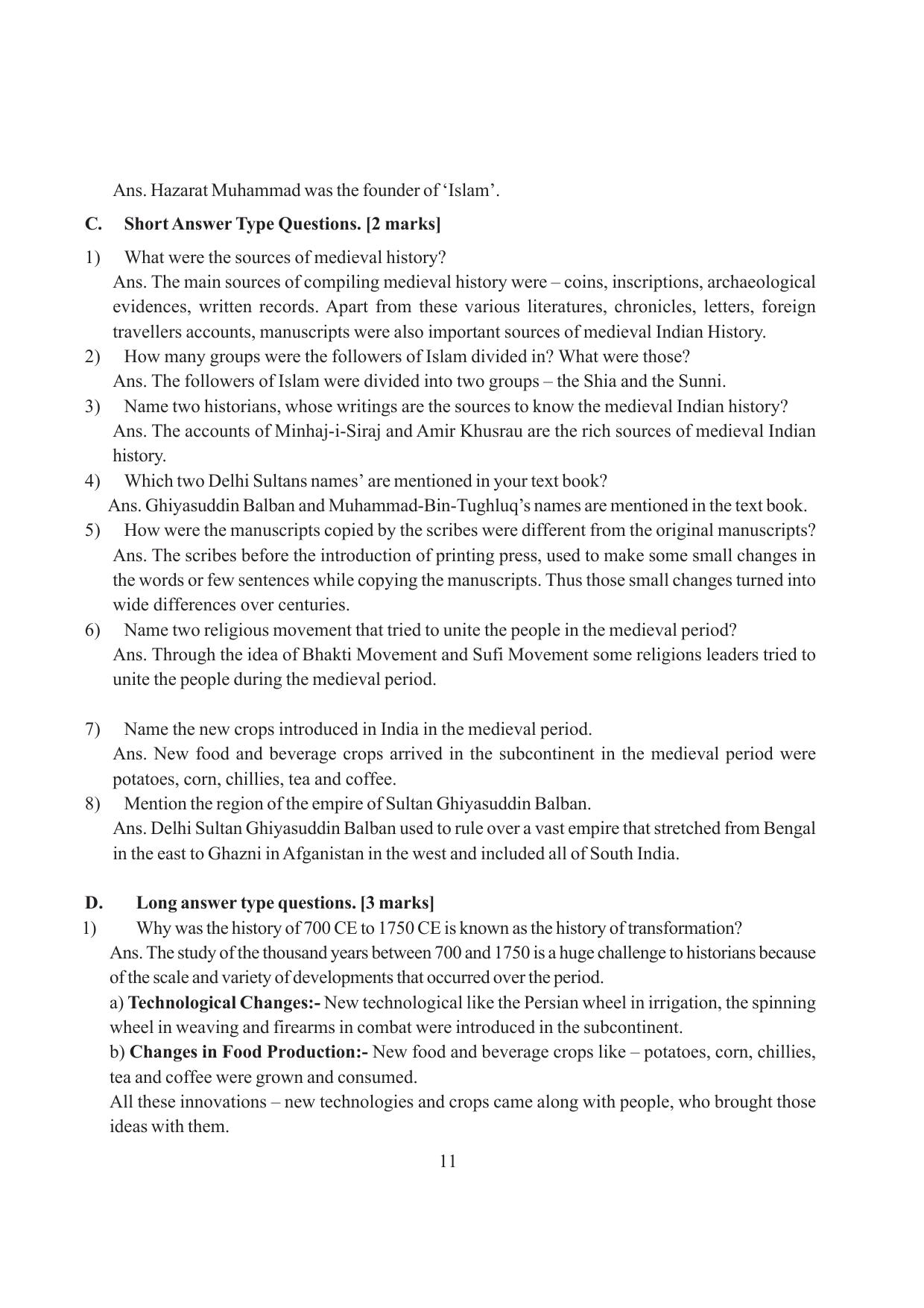 Tripura Board Class 7 Social Science English Version Workbooks - Page 11