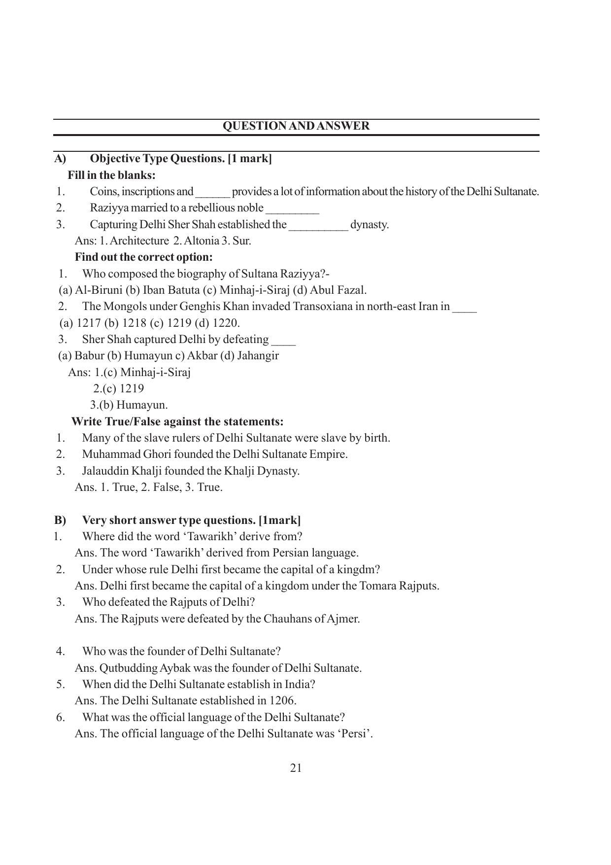 Tripura Board Class 7 Social Science English Version Workbooks - Page 21