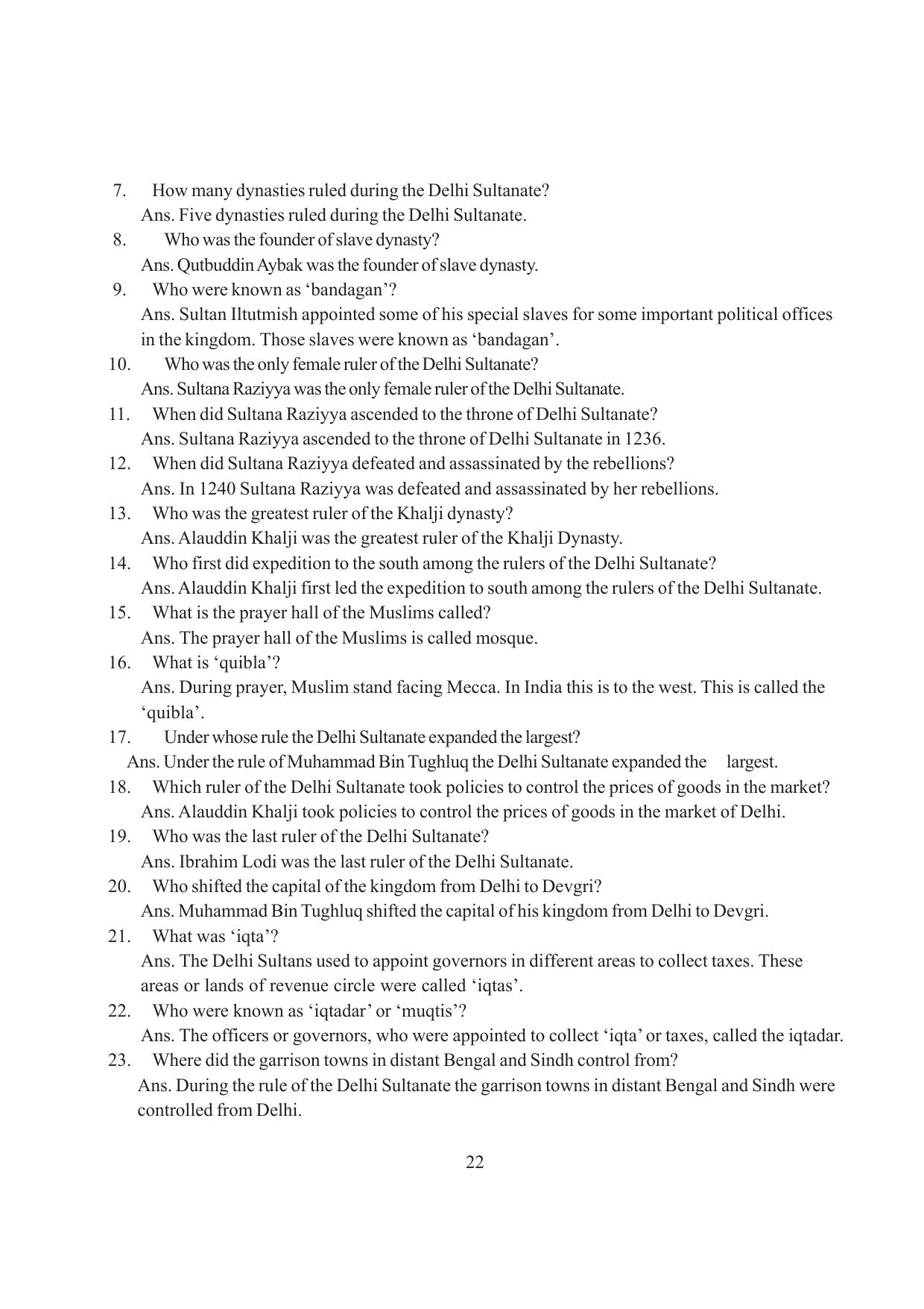Tripura Board Class 7 Social Science English Version Workbooks - Page 22