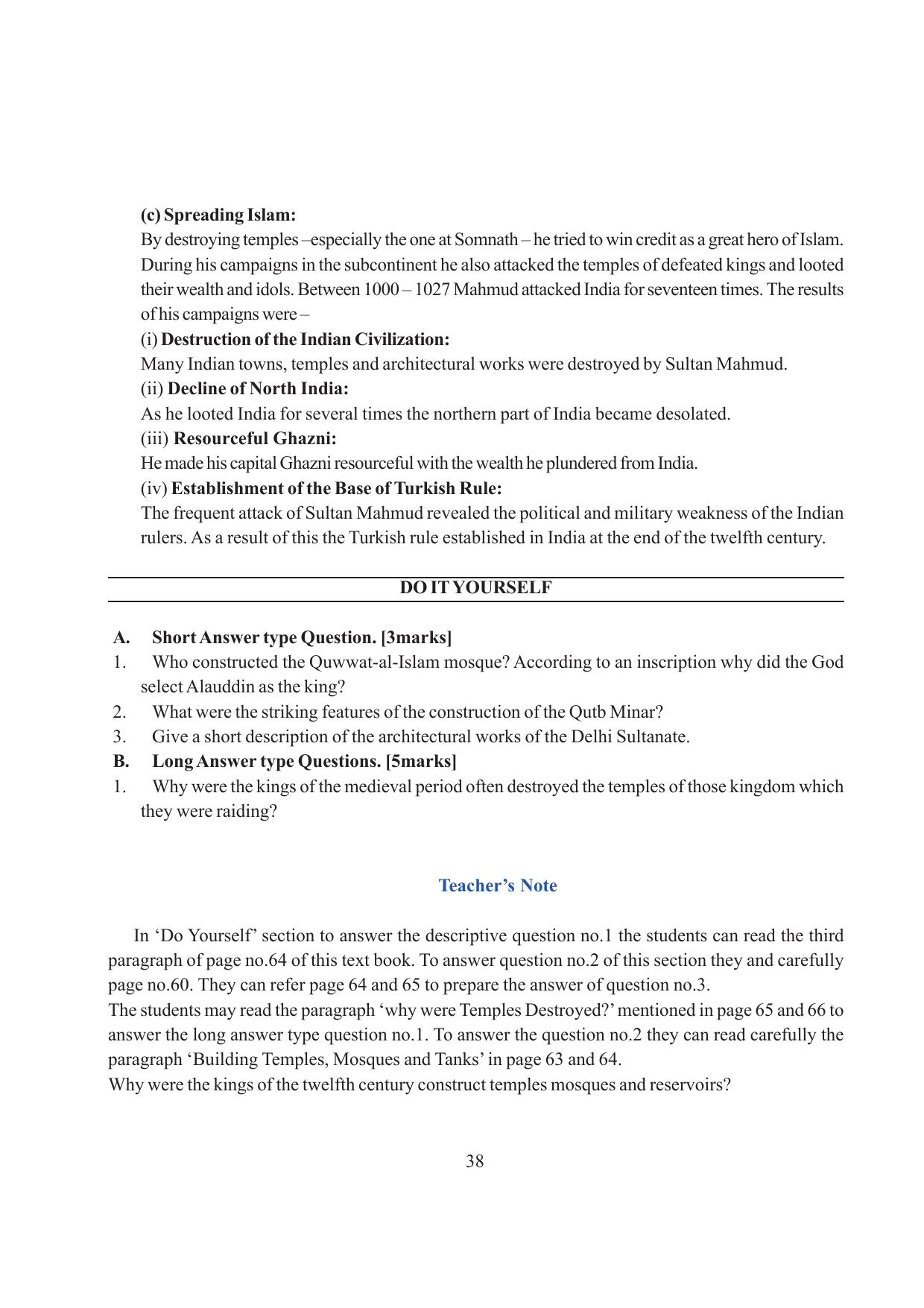 Tripura Board Class 7 Social Science English Version Workbooks - Page 38