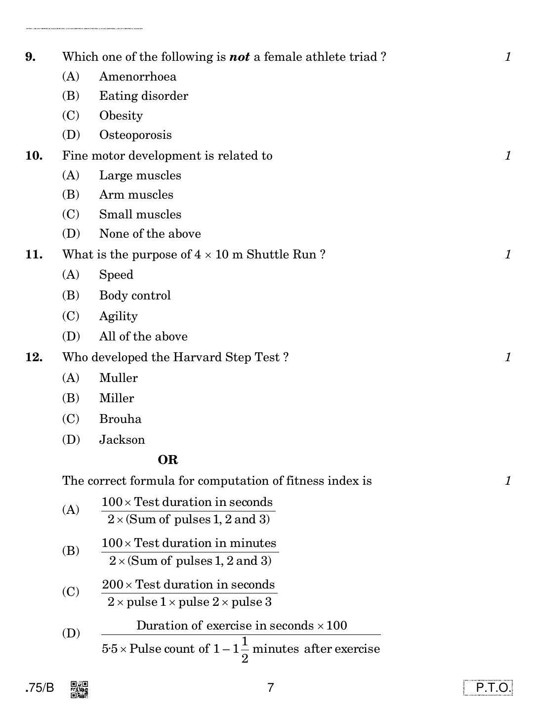 CBSE Class 12 Physical Education 2020 Compartment Question Paper - Page 7