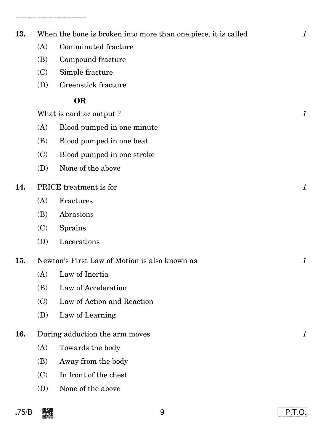 CBSE Class 12 Physical Education 2020 Compartment Question Paper - Page 9