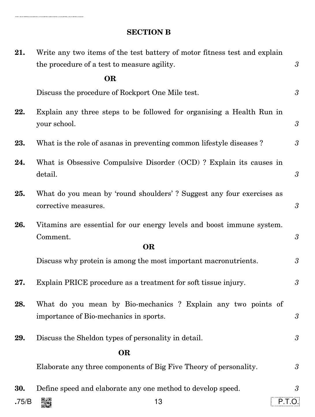 CBSE Class 12 Physical Education 2020 Compartment Question Paper - Page 13