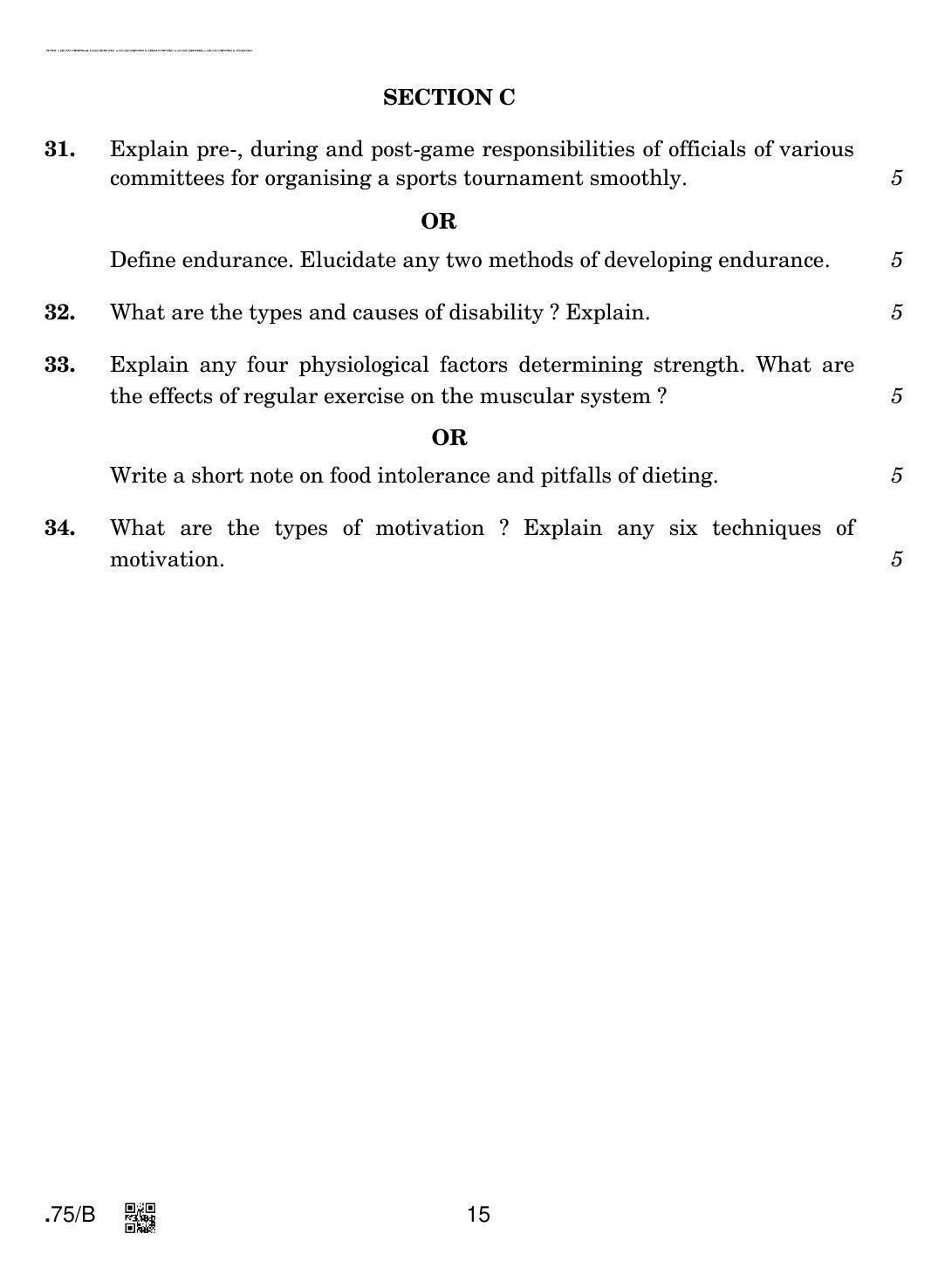 CBSE Class 12 Physical Education 2020 Compartment Question Paper - Page 15