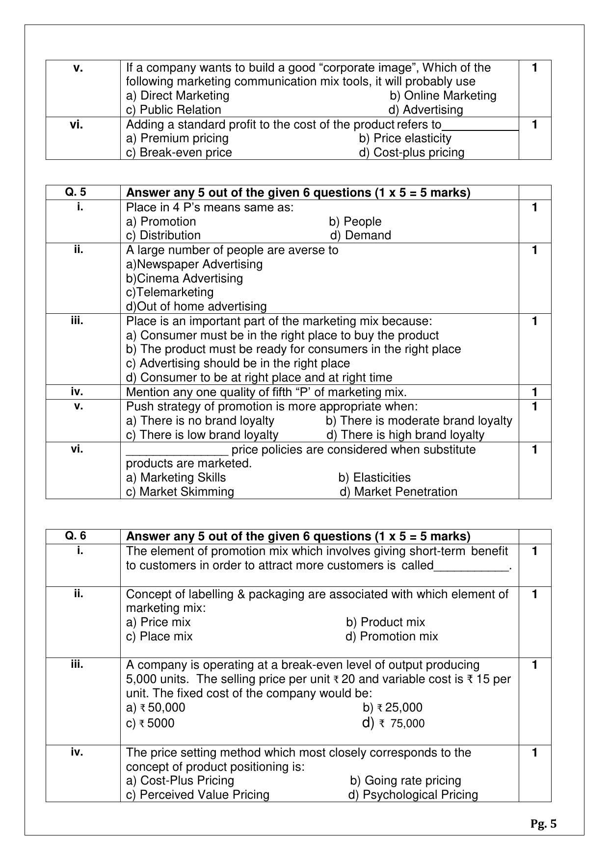 CBSE Class 12 (Skill Education) Marketing 2024 Sample Paper - Page 5