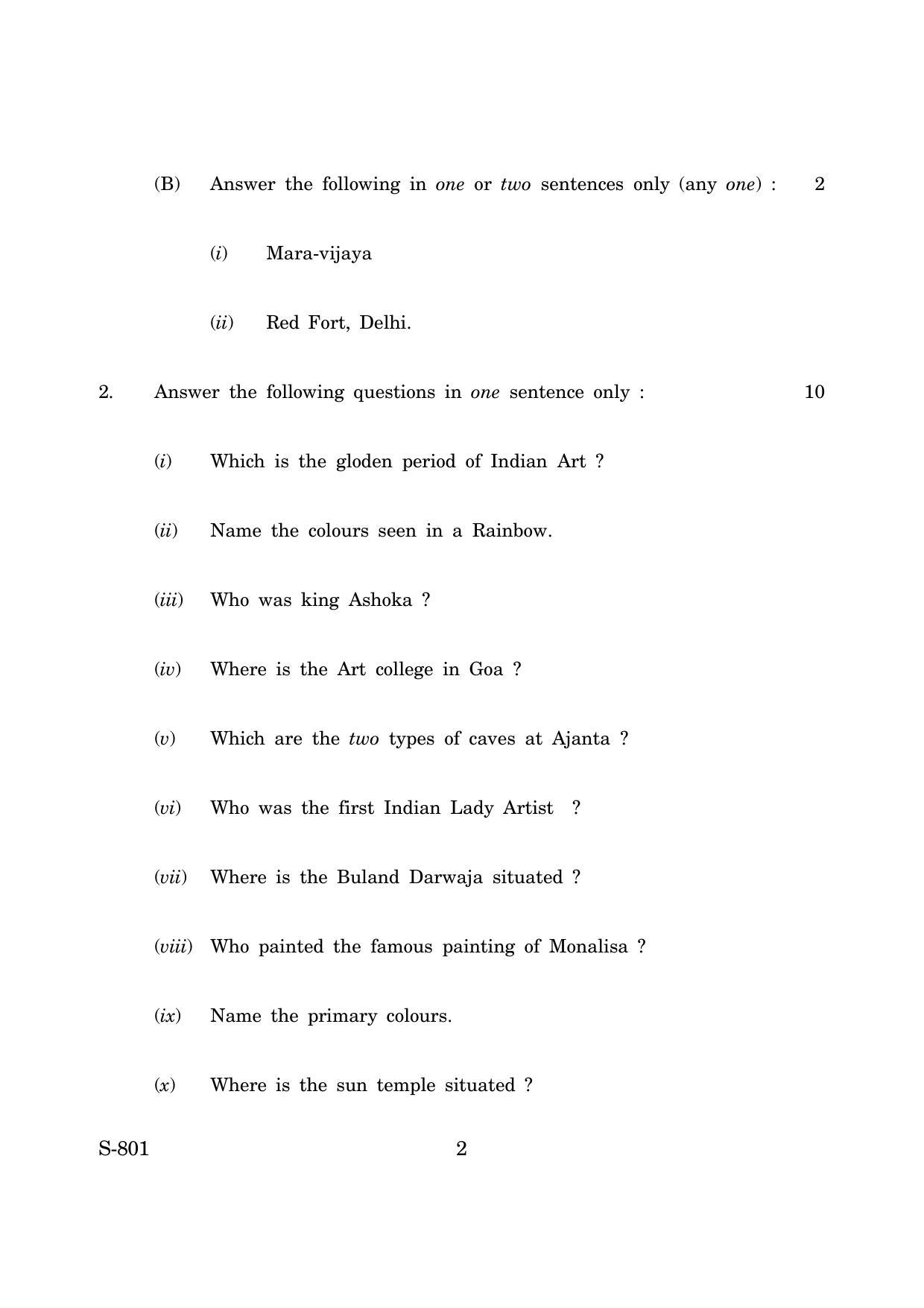 Goa Board Class 10 Drawing And Painting Cwsn  (March 2019) Question Paper - Page 2