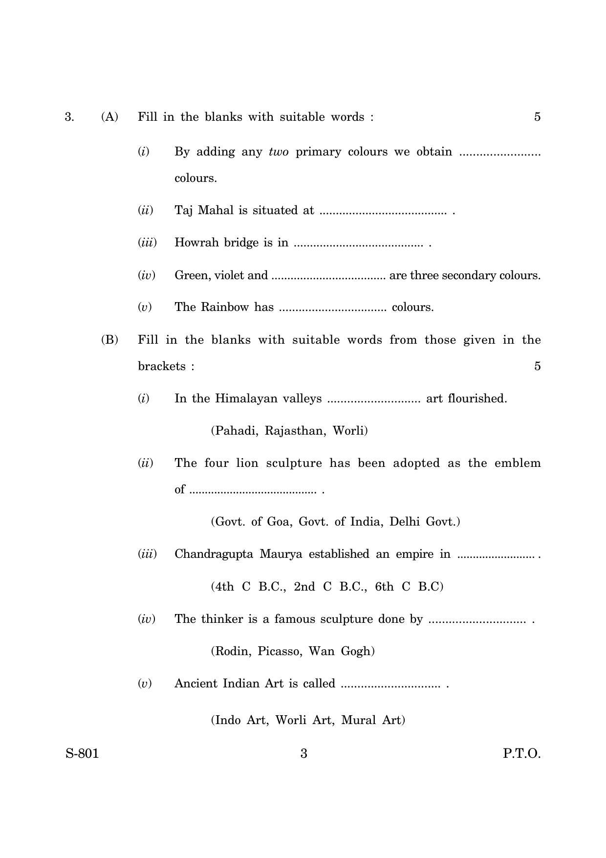Goa Board Class 10 Drawing And Painting Cwsn  (March 2019) Question Paper - Page 3