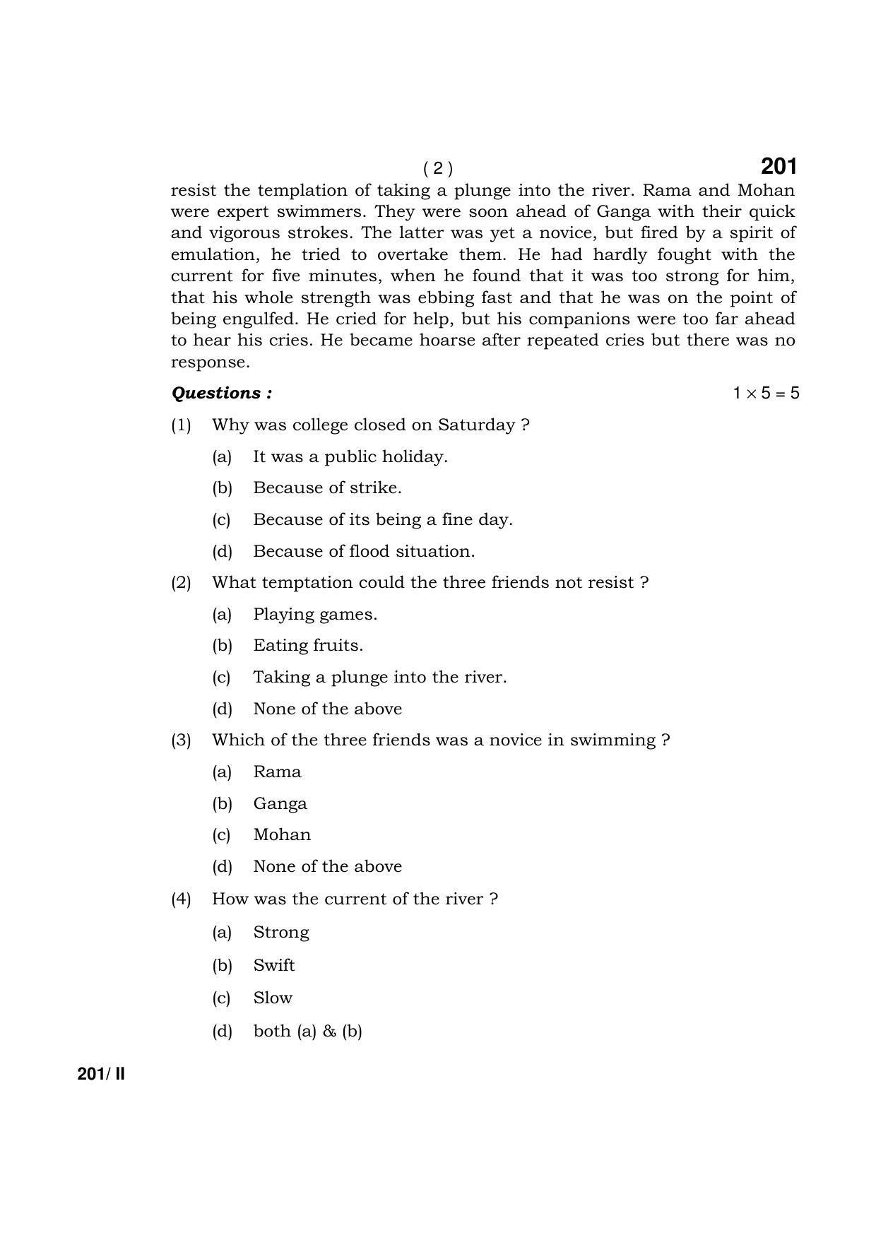 Haryana Board HBSE Class 12 English (Core) Part-II 2021 Question Paper - Page 2