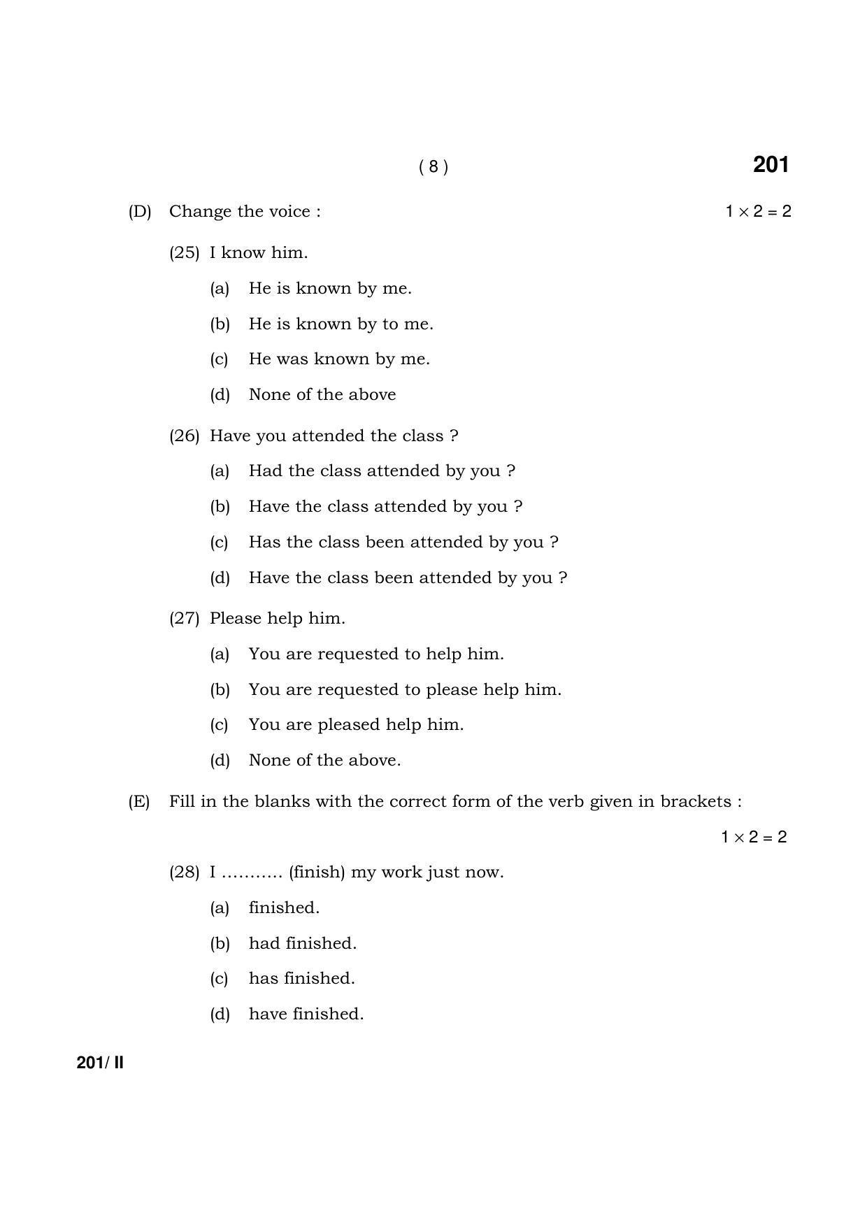 Haryana Board HBSE Class 12 English (Core) Part-II 2021 Question Paper - Page 8